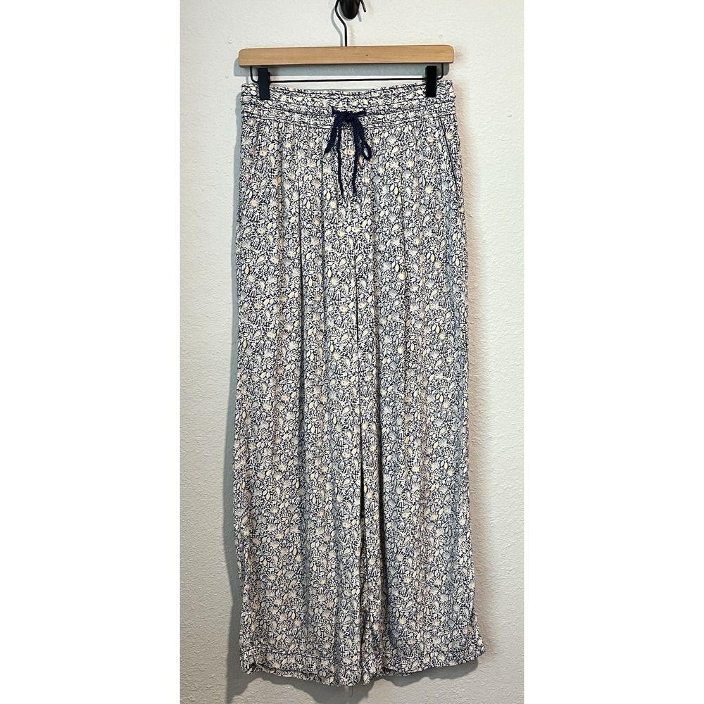 Gap Women's Wide Leg Pants Small Pull On Drawstring Floral Print Beachy Flowy
